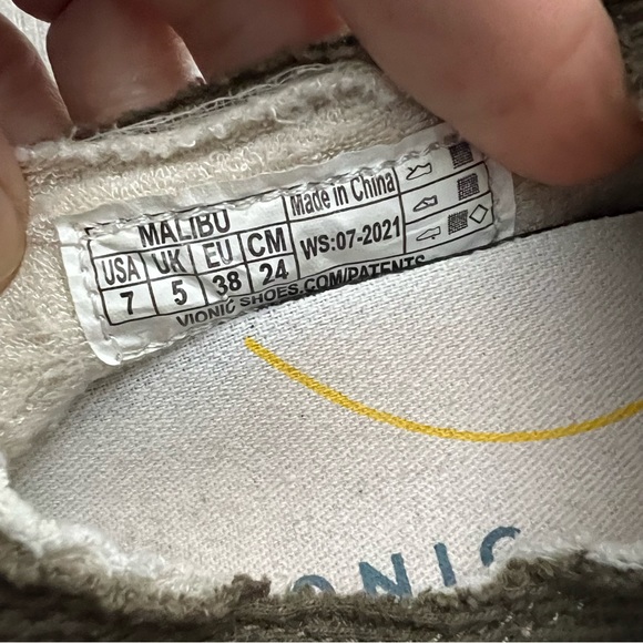 Vionic BEACH MALIBU SLIP ON SNEAKER: WAFFLE KNIT Sz 7 Green - Picture 6 of 7